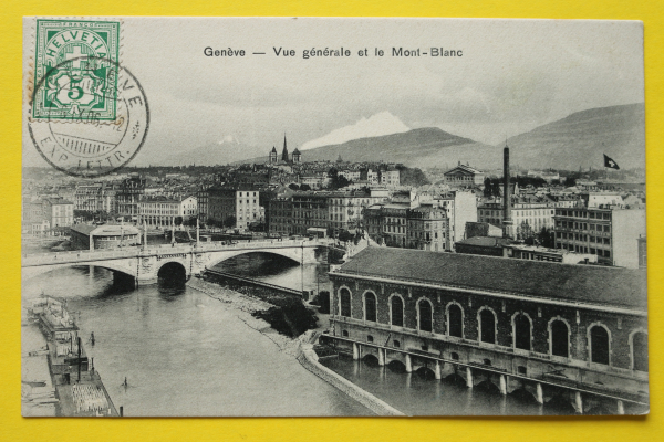 Ansichtskarte AK Genf / Stadtansicht / 1906 / Kraftwerksgebäude – Brücke – Wäscherei im Fluss